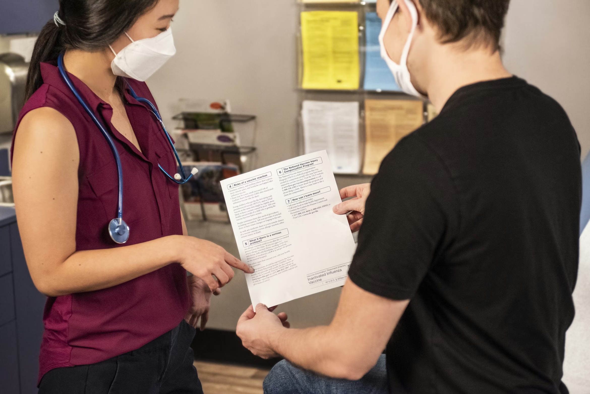 Clinician explaining the next step to a patient